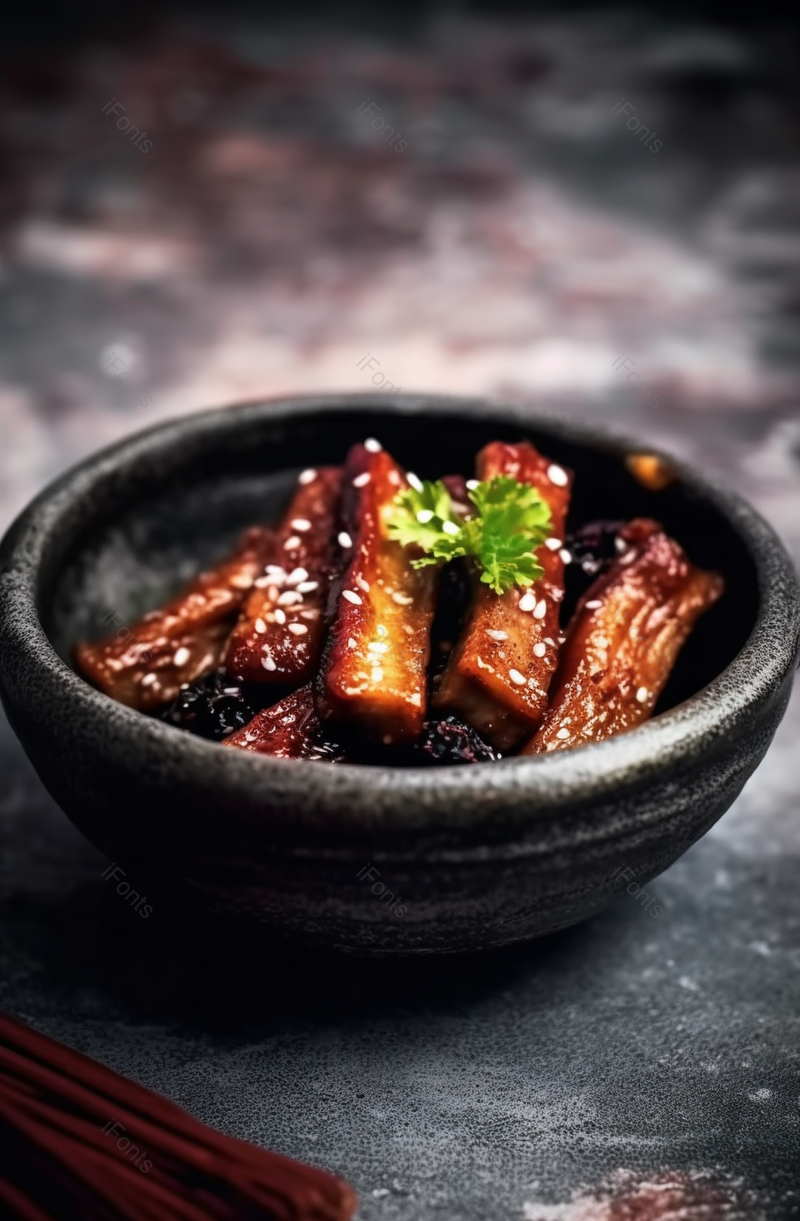 亚洲风味的香辣排骨配甜酱油,高清,摄影图,摄影图片,图片大全,摄影图免费下载